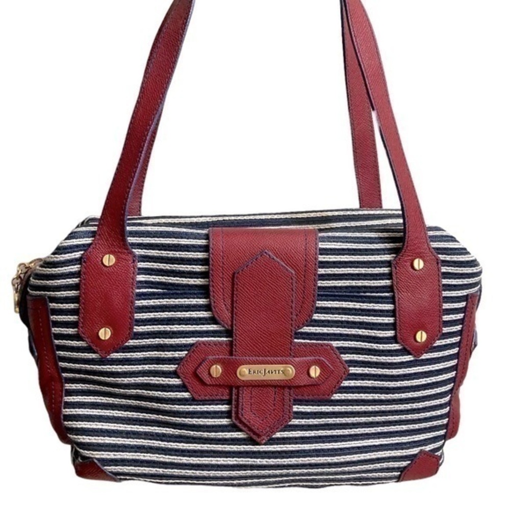 Eric javits striped red white black or blue satchel bag